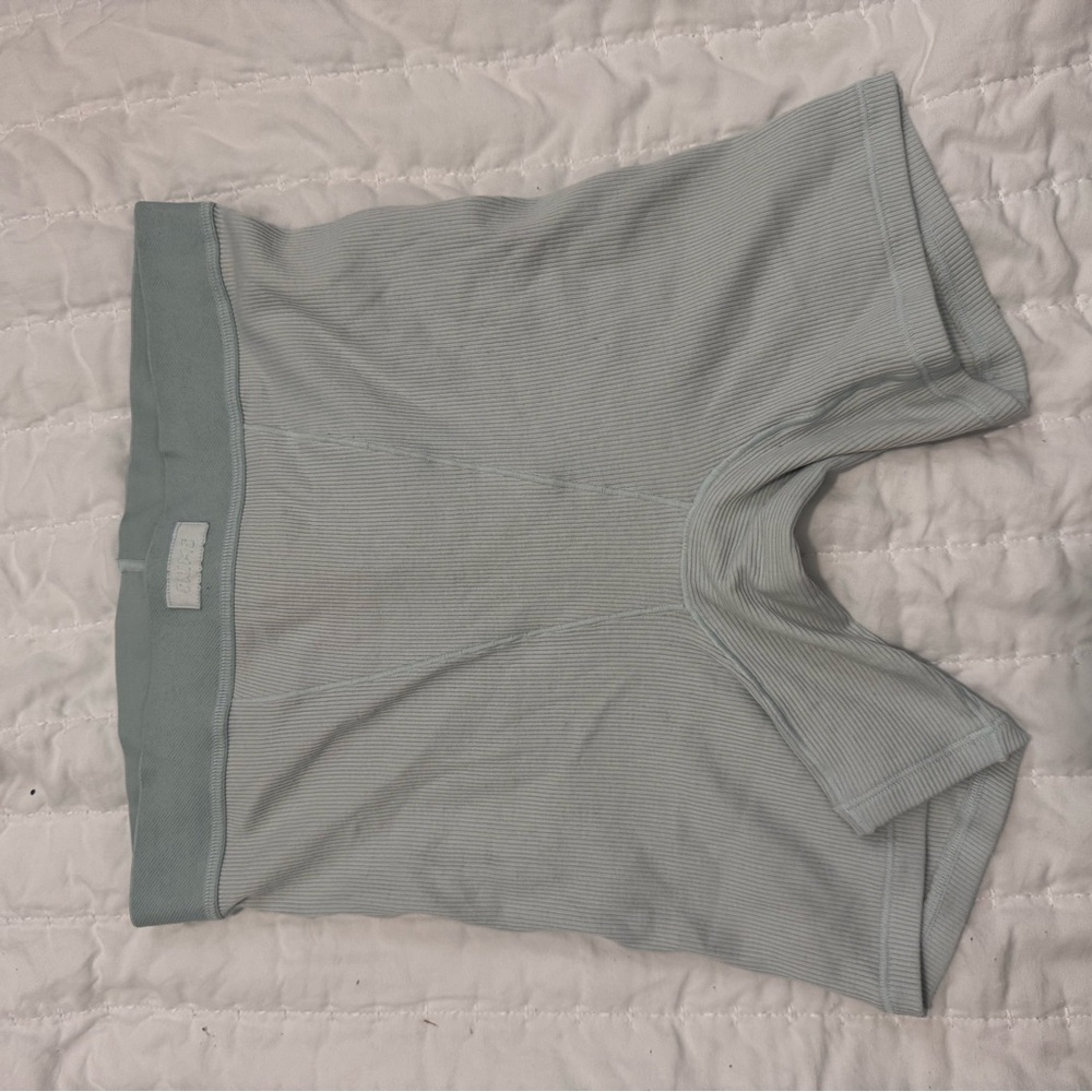 SKIMS Gray Ribbed Pajama Shorts